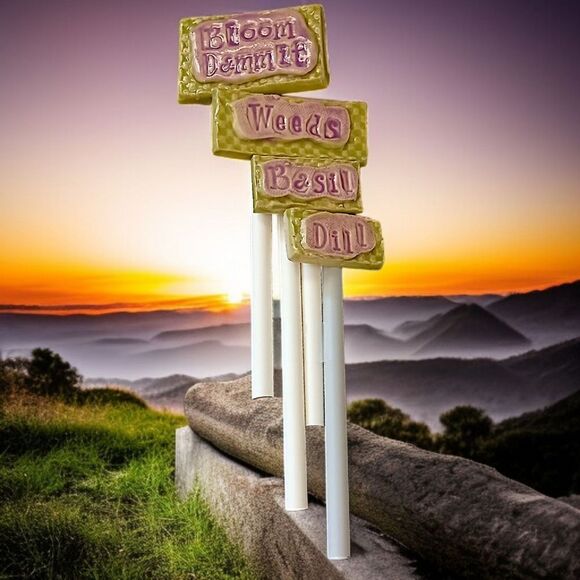 4 Pottery Garden Plant Marker Stakes SML Pottery Susan Levine Cottage Herbs - Picture 16 of 16